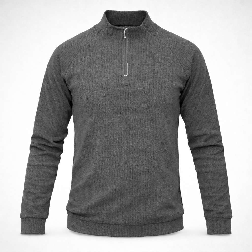 🔴 PROMO Pull Demi Zippé Homme Coupe moderne gris foncé