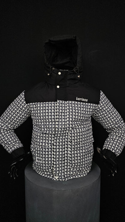Veste doudoune bombers matelassé motif imprimé ( capuche adjustable )