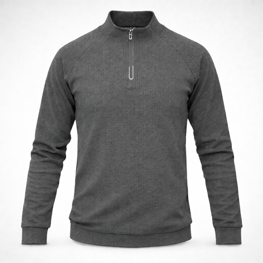 🔴 PROMO Pull Demi Zippé Homme Coupe moderne gris foncé